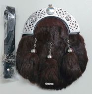 Sporran Celtic 3 tassels, Donkerbruin