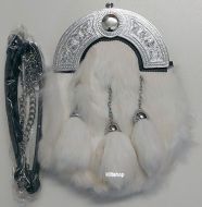 Sporran Celtic 3 tassels, wit